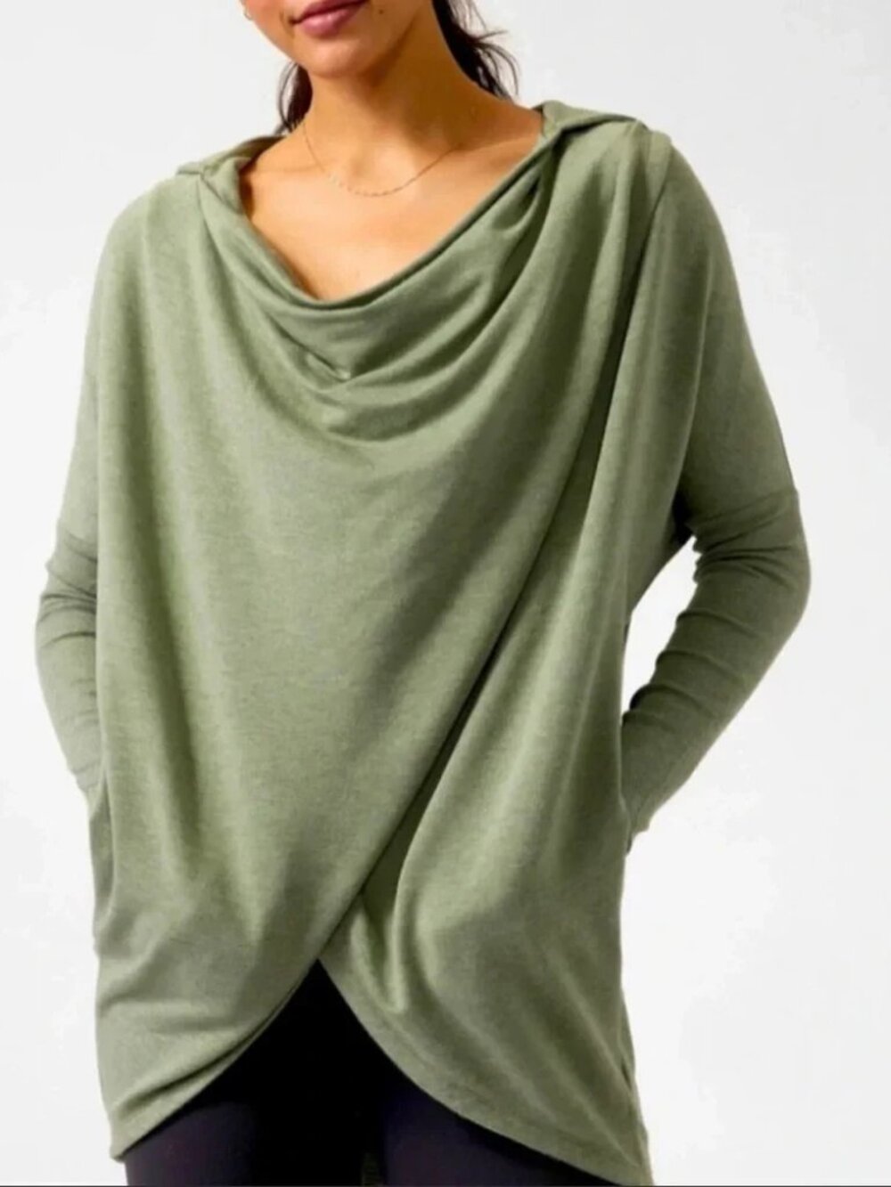 ATHLETA PURANA WRAP EUCALYPTUS GREEN SWEATSHIRT